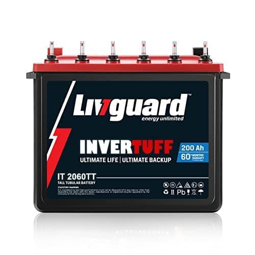 Livguard | Recyclable Inverter Battery for Small Office, Home and Small Shop | INVERTUFF | IT 2060TT, 200Ah | Long Life Battery | Tall Tubular Inverter Battery