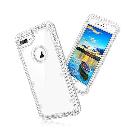 WESADN Case for iPhone 8 Plus Case,iPhone 7 Plus Case,Heavy Duty Shockproof Protection Cover Anti-Scratch Clear Back Full Body Crystal Defense TPU Bumper+ PC Drop Protective Shield for iPhone 8 Plus