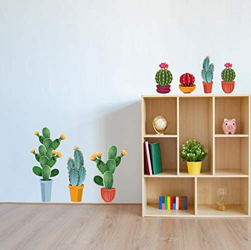 Asian Paints Wall-Ons, Colourful Cacti' Decal, DIY Removable Peel and Stick UV Printed Wall Sticker - 'Covers H 2 ft x W 1.4 ft', Home Décor