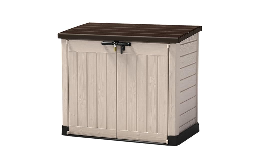 Store-It Out Max Outdoor Garden Storage Shed, Beige and Brown, 145.5 x 82 x 125 cm (L x H x W)