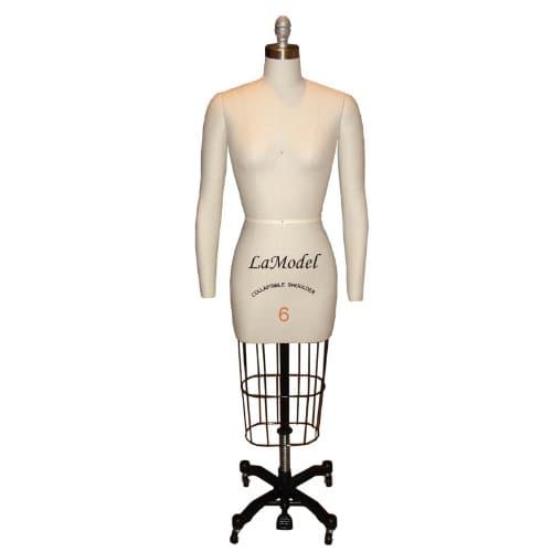 professional female dress form size 6 with two removable arms & collapsible shoulders as fashion design mannequin
