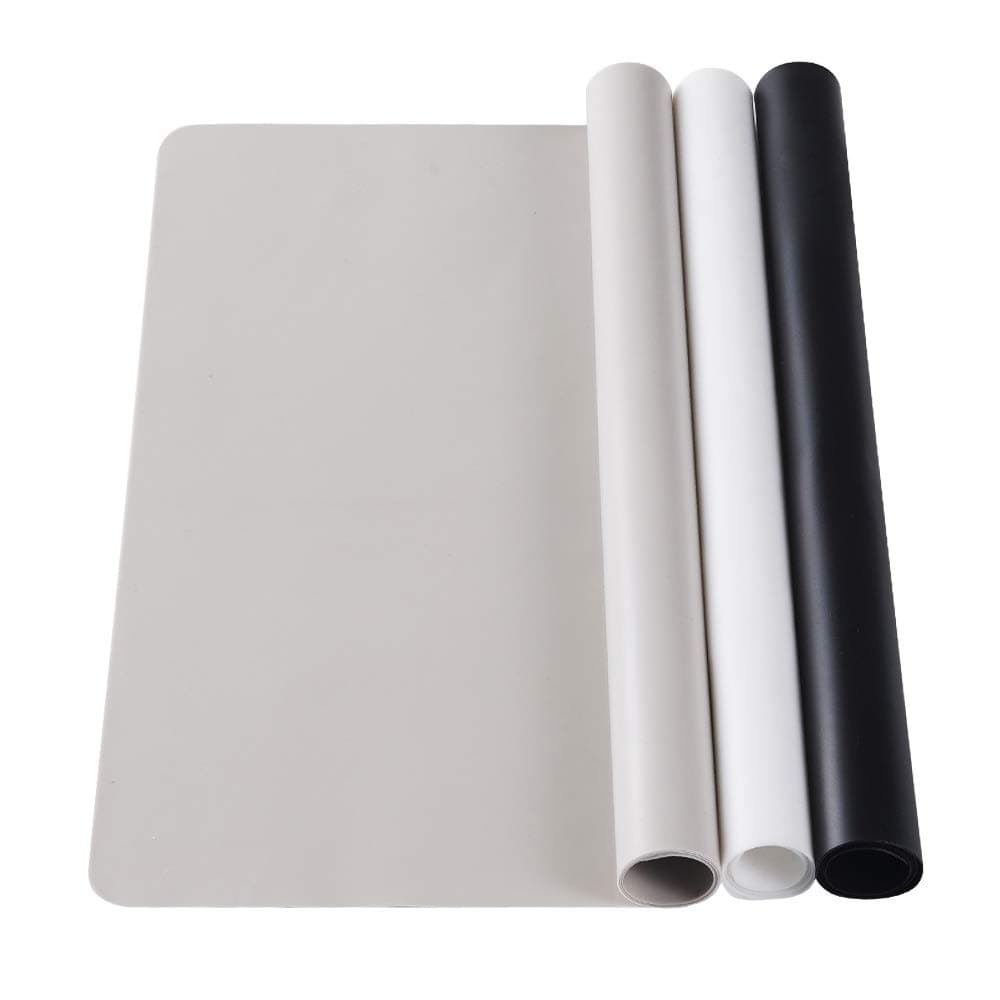 3 Pack Large Silicone Sheets for Crafts, Liquid, Resin Jewelry Casting Molds Mat, Multi-Purpose Food Grade Silicone Placemat. Black & Gray & Beige (15.7 x 11.8 inch)