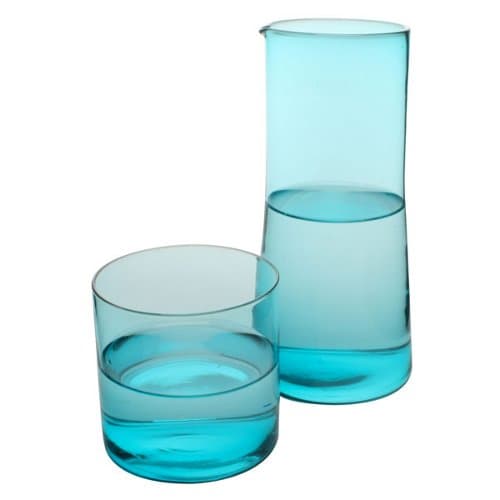 Canvas Home Aqua Glass Bedside Carafe with Tumbler
