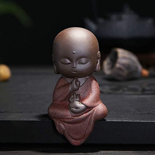 Kiartten Buddha Statue - Creative Little Buddha Statues Buddhist Tathagata Cute Buddha Sands Purple Clay Tea Pet Accessories Budha Ornaments Boutique
