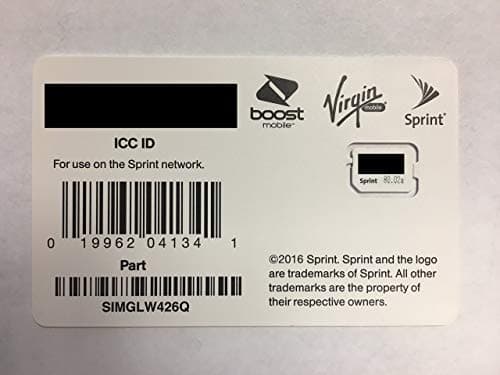 Sprint Boost Virgin Mobile Nano SIM Card ICCID SIMGLW426Q iPhone 8, 8+, iPhone X