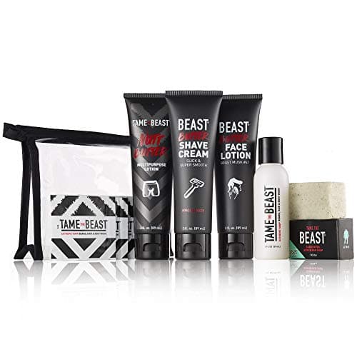 Men's Grooming Travel Set - All-in-1 Body Wash, Face Lotion, Nutt Butter Tingle Cream, Shave Cream, Bonus Samples - BBC Back Balls Chest Starter Kit by Tame the Beast