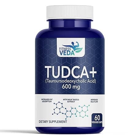 Fitness Veda TUDCA 600 mg Liver Detox Supplement – Tudca Liver Support for Fat Digestion & Liver Health – Bile Acid Formula - 60 Veg Capsules