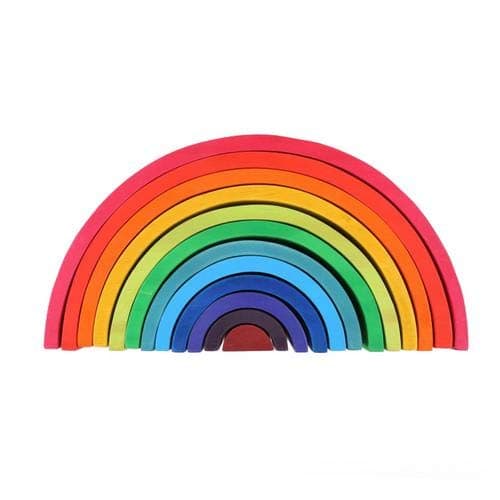 Grandnessry 12-Piece Wooden Rainbow Learning Toy Stacking Game Stacker Geometry Building Educational Puzzle Toy For Kids
