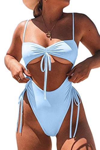 ioiom Womens Sexy High Waist One Piece Swimsuit Tummy Control Swimwear