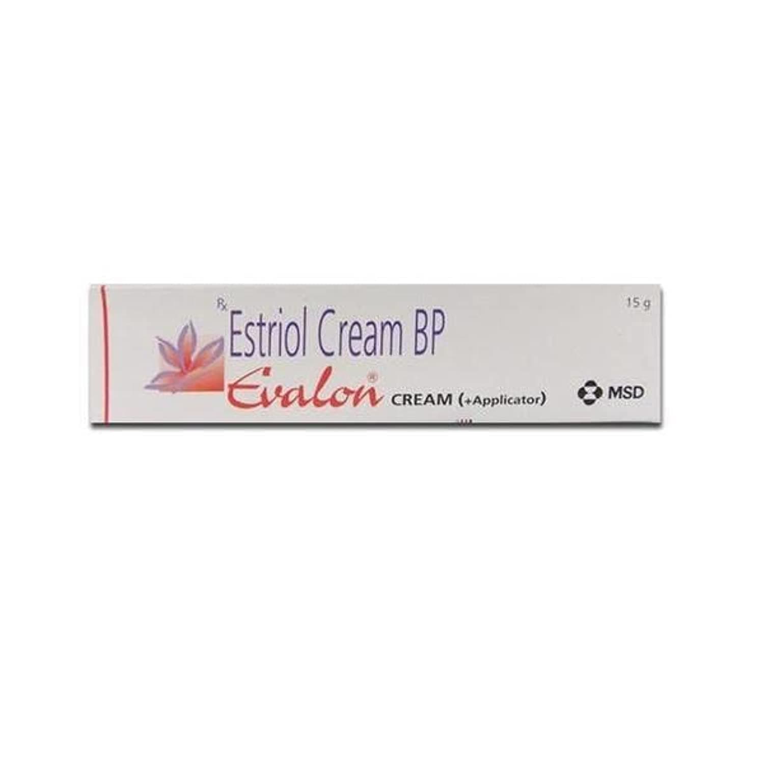 Evalon Cream Estriol 1mg - Severe Vaginal Dryness, Burning, Itching, Hot Flashes and Mood Swings Post Menopause - Estrogen Hormone Replacement Therapy Painful Intercourse- 15g Tube with Applicator
