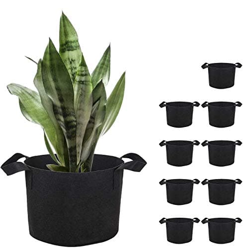 Brajttt 10 Gallon Grow Bags Set, Aeration Fabric Pots with Handles,Black Plant Bags,Durable Garden Grow Pots,Fabric Containers with Strap Handles 10 Pack