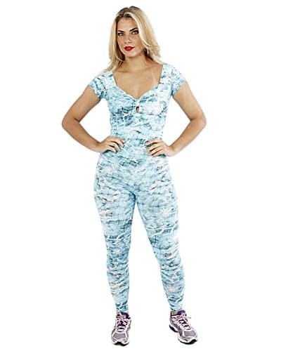Brazilian Jumpsuit Aqua Pattern with Padded Bra S/M