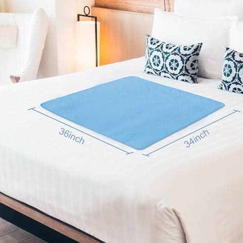 Waterproof Incontinence Bed Pads 34' x 36' (Pack of 4), Washable and Reusable Underpad for Adults, Reusable Pet Pads, Great for Dogs, Cats, Bunny, Seniors Bed Pad, Blue