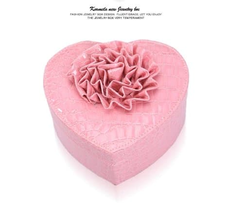Heart Design Jewelry Box High Quality Portable Leather Jewelry Cabinet Mother’s Day Gift (pink)
