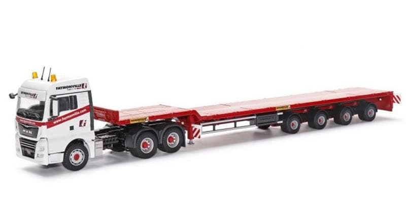 Conrad FOR MAN TGX XLX Euro 6c 6x4 FAYMONVILLE TELEMAX 4 axle Extendable Trailer 1:50 DIECAST Truck Pre-builded Model