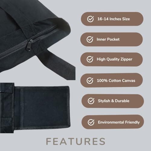 Cotton Canvas Printed White/Black Vertical Women Tote Bag | 300 GSM Cloth |100% Organic Cotton | Shopping/Grocery Bag | Multi-Purpose Bag | Reusable