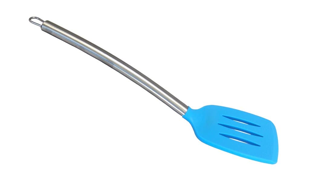 Kitchen Utensils Large Silicone Serving Mixing SLOTTED TURNER SPATULA with Heat Resistant Silicone and Stainless Steel Handle. BLUE