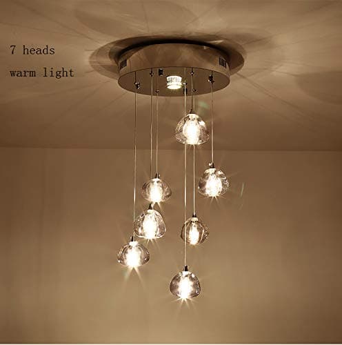 SanKD DIY Customized Balls Meteor Bubble Crystal Chandeliers Lighting Fixtures Magic Crystal Pendant Lamp (7 Balls with Round Base)