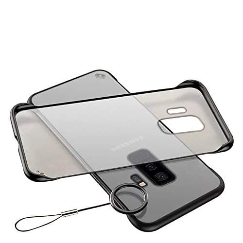 Vaku Luxos® Back Cover Case for Samsung S9 Plus Back Cover Ultra-Thin Frameless Semi Transparent Back Cover with Metal Ring - Black
