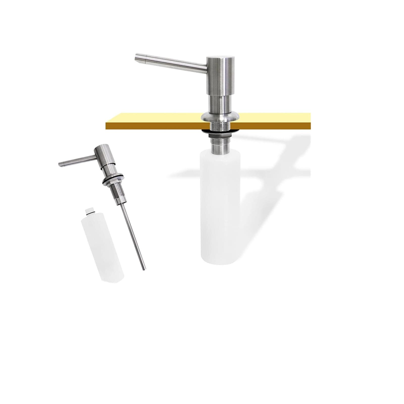 TRYWELLKitchen Built in Soap Dispenser for Kitchen Sink Bar 316 Stainless Steel Pump Head 12 oz 350 ml 360 Degree Swivel