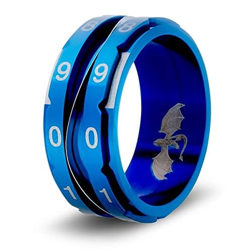 CritSuccess Clicking Life Counter Ring (Size 13 - Stainless Steel - Blue)