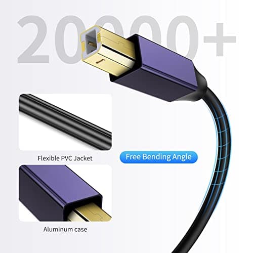 LDKCOK Active USB 2.0 Printer Cable 60ft - A-Male to B-Male High Speed Printer/Scanner/Repeater Cable for HP, Canon, Epson, Dell, Samsung etc
