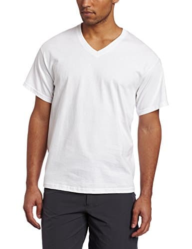 Russell Athletic Men's Athletic Vneck Tee, White, Small