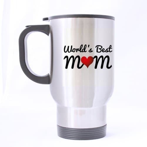 Sweet Family Theme Cute "WORLD'S best mom" Stainless Steel Travel Mug - Coffee Mugs,Sliver / 14 Ounces Unique Birthday/Christmas/New Year/Festival/Mother's Day Gift Choice