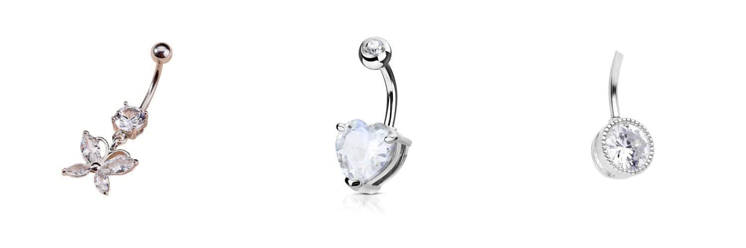 SHIELD PLUSNavel Belly Button Rings Bar Crystal Drop Dangle Body Piercing Jewelry(3-PCS)