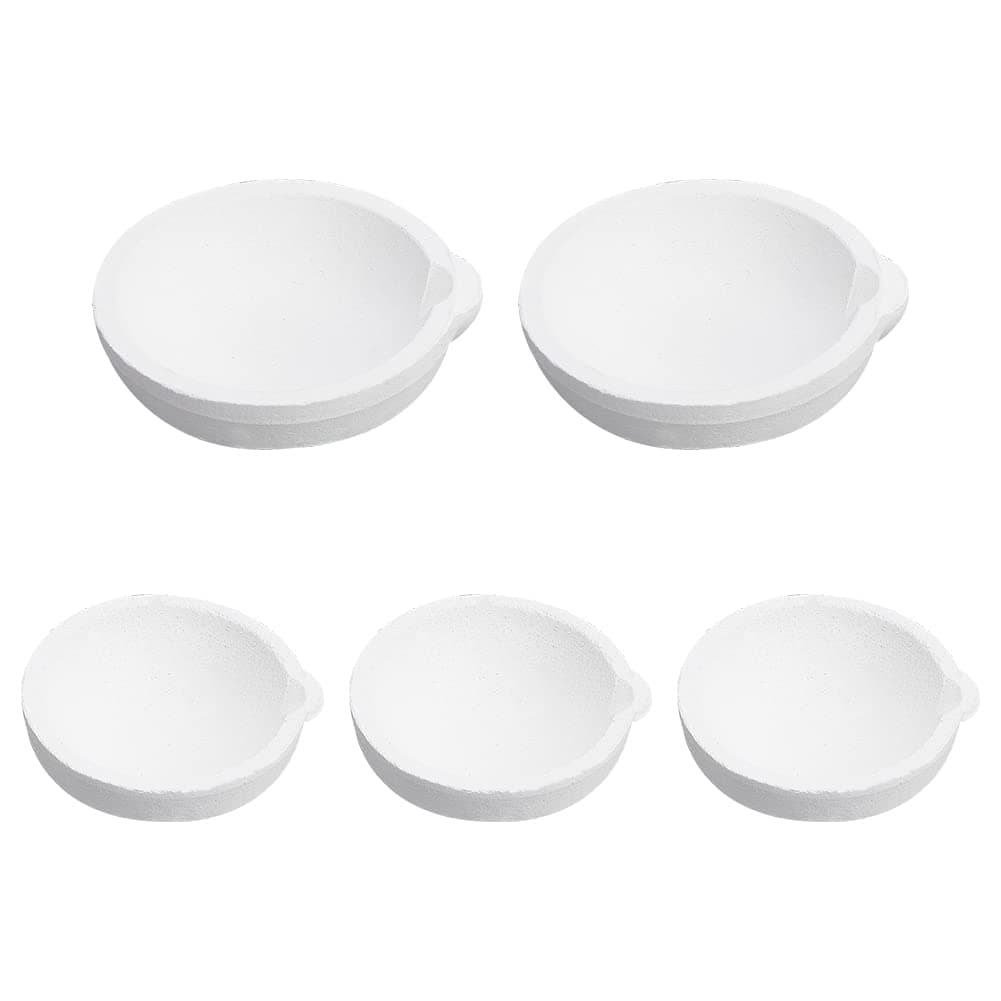 CHGCRAFT 5Pcs 2 Style Ceramic Crucible Bowl Quartz Melting Dishes Pot High Temperature Resistant Ceramic Crucibles for Melting Casting Refining Metal Gold Silver, 100g 250g