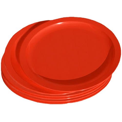 HenBea Children's Dishes Flat Big Dinner Plate 24cm 6 Pieces in red, 25 x 25 x 25 cm