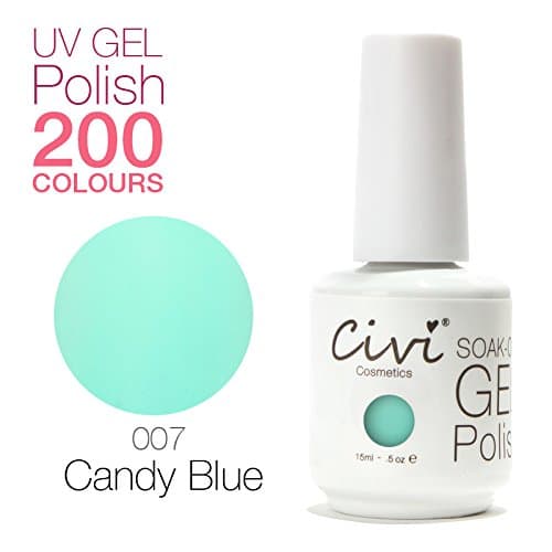 Civi Soak-Off UV/LED Gel Polish Nail Polish Long-lasting .5oz #007 Candy Blue