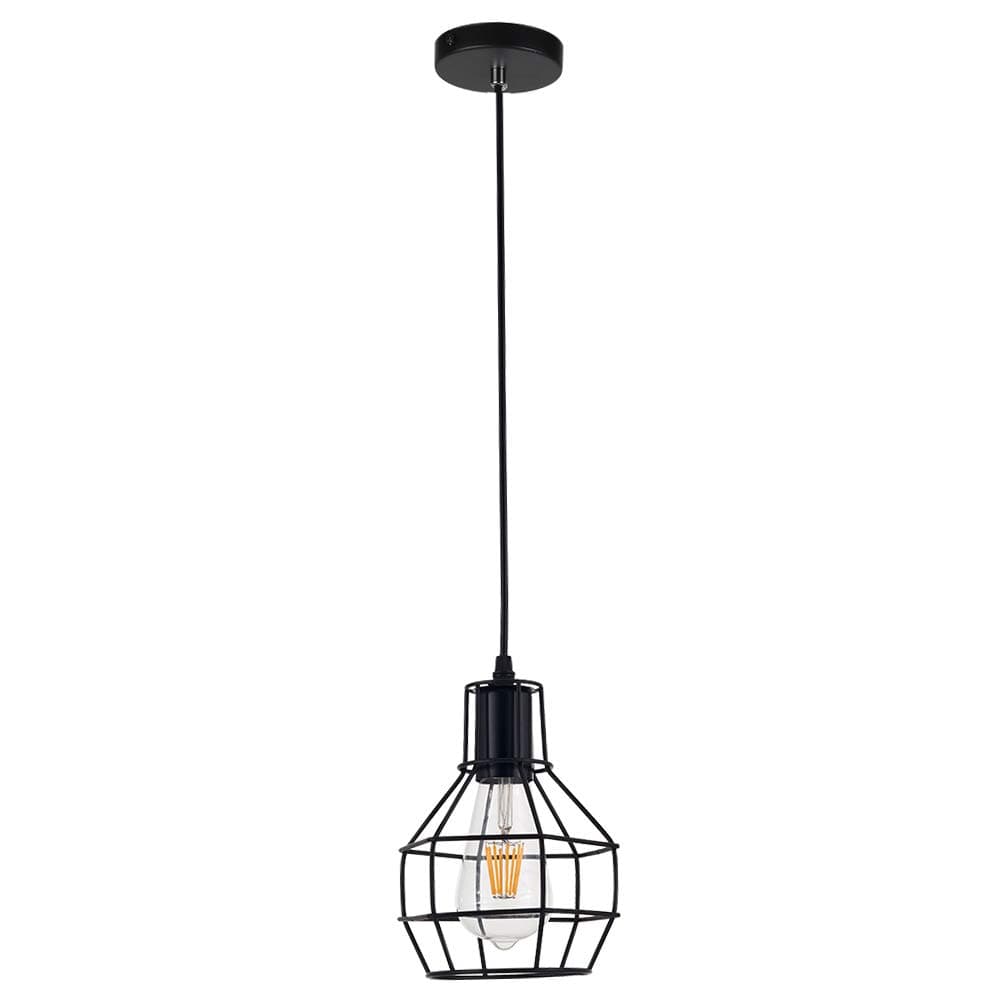 PIANUO Retro Ceiling Pendant Light Fitting E26 Socket Hanging Light Industrial Ceiling Lights Fixture with Rustic Metal Cage for Living Room Dining Room Bedroom Office