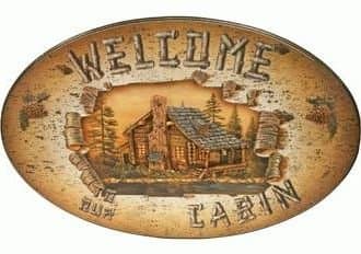 "Welcome to Our Cabin" Plaque with Raised Accents, 27-inch