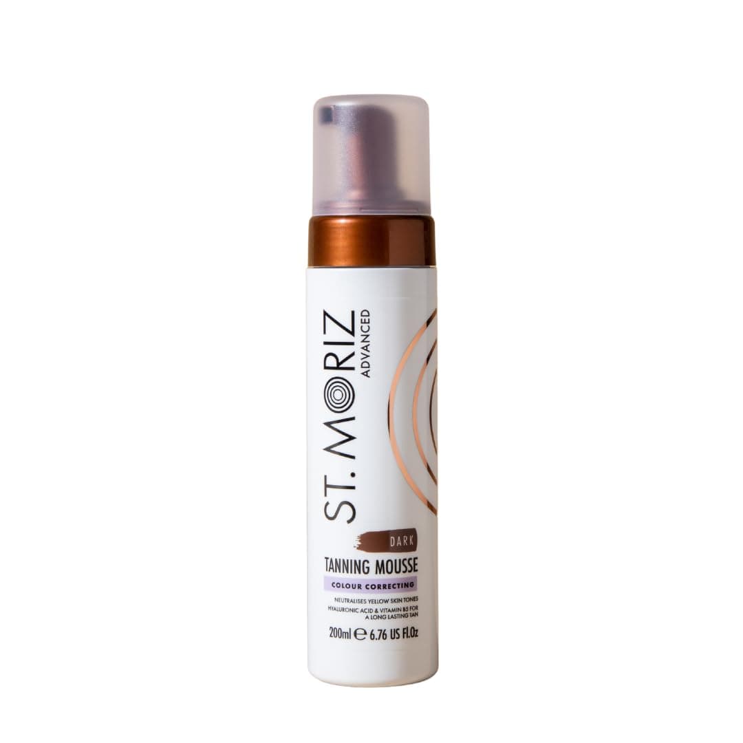 St. Moriz Advanced Colour Correcting Tanning Mousse With Hyaluronic Acid & Vitamin B5, Fast Drying Vegan Fake Tan, Dark (200Ml)