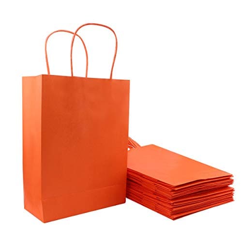 Orange Gift Bags, Sdootjewelry 36 Pcs Kraft Paper Gift Bags Bulk with Handles, Matte Tote Paper Bags, Shopping Bags, Kraft Bags, Retail Bags, Party Bags 7. x 3.1 x 9.4”