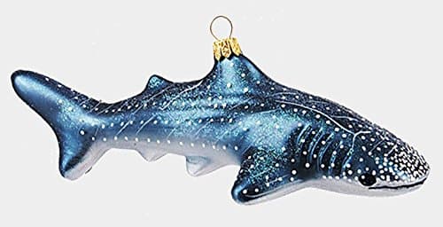 Pinnacle Peak Trading Company Whale Shark Ocean Life Polish Mouth Blown Glass Christmas Ornament Decoration