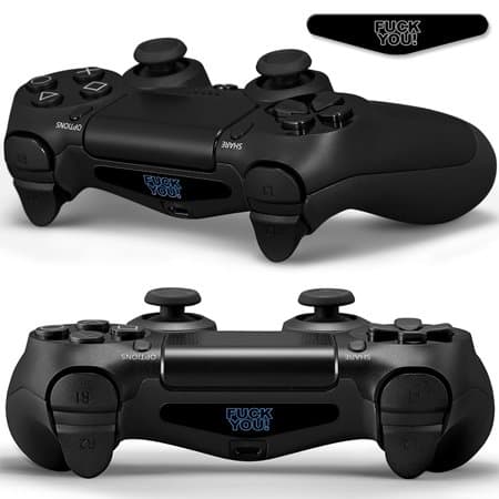2x LED Sticker 2x Thumb Grips für PlayStation 4 Controller Light Bar Decal Skin Sticker – Fuck you!