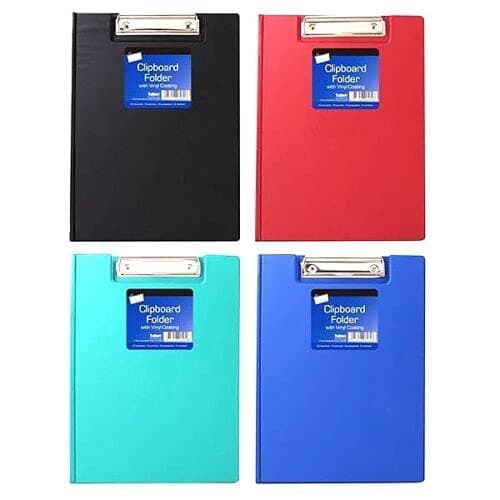 Vinyl Clipboard Folder Assorted Colour Office Document Holder Cover File Wallet Metal Clip Board Home School
