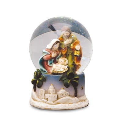 Christmas NATIVITY SET 3 Figures 3" Resin Xmas SNOWBALL, Waterball Christmas Gift Nativity Scene WITH STAR 9 cm