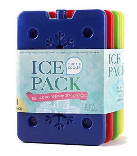 BLUE ELE Ice Packs for Lunch Boxes, Lunch Bags & Coolers - Pack of 4 Reusable, Long-Lasting, Slim & Lightweight Freezer Packs – Fun & Colorful Cool Packs - 6.26 x 4.33 x 0.59 Inches