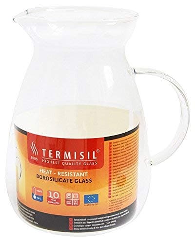 Termisil 1.3L Lightweight Water Jug - Borosilicate Heat Resistant Glass- for Hot & Cold Drinks - Dishwasher, Microwave, Freezer, Hob Safe!