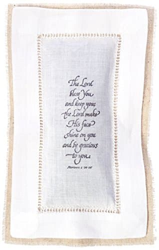 Sachet de Lavande Hemstitched Lavender Sachet Filled with Pure French Lavender White Linen, Backing with Burlap Bible Verse, Read: The Lord Bless You and Keep You Lord Makes His face Shine on You