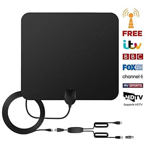 Indoor TV Aerial, Freeview Aerial Indoor 50+ Miles Range Digital TV Antenna,4K 1080P TV Indoor Aerial HDTV Antenna with 13 Feet Cable and Detachable Amplifier Signal Booster