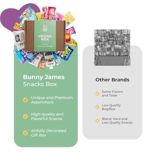 Vegan Snacks Gift Basket for Adults Healthy Food Treats Variety Pack with Cookies, Protein Bars, Candy, Crispy Chips, Vegan Jerky, Fruit and Nut Blends - Ideal Snack Box Gift for Women & Men