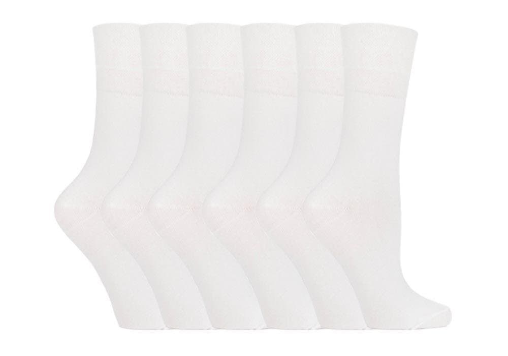 IOMIFootnurse - Ladies 6 pack loose non elastic diabetic socks with hand linked toe seams