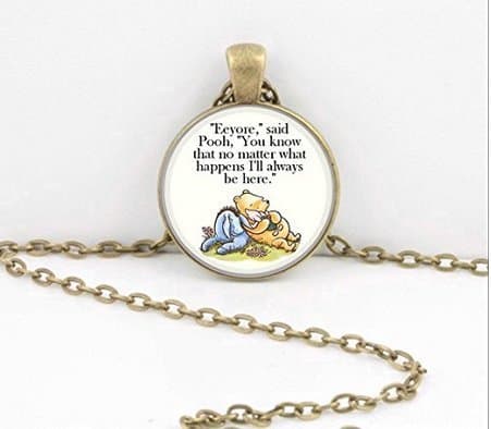 Support Encouragement classic illustration Pooh and Eeyore Pendant Necklace