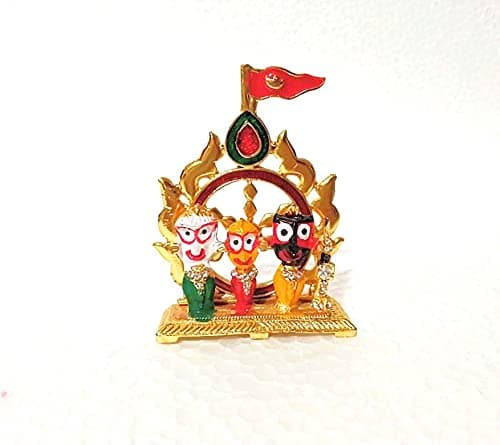 OAG Lord Jagannath, Lord Balabhadra and Maa Subhadra Idol Crafted in Pure Brass with Neelachakra on Back of The Idol