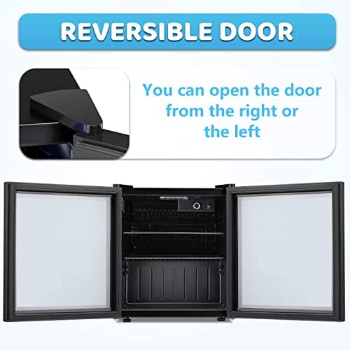 Antarctic Star Mini Fridge Cooler - 70 Can Beverage Refrigerator Black Glass Door for Beer Soda or Wine, Small Drink Dispenser Machine Clear Front Removable for Home, Office or Bar, 1.6cu.ft., Black