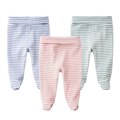 Teach Leanbh Infant Baby Cotton High Waist Footed Pants Casual Leggings 0-12 Months (0-3 Months, C)